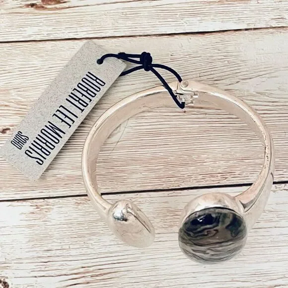 NWT Robert Lee Morris Silver Abalone Hinged Bangle New, So Beautiful!!! - Picture 4 of 12